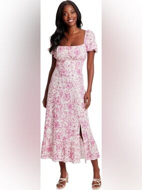 LONDON TIMES | floral puff sleeve dress | size 16